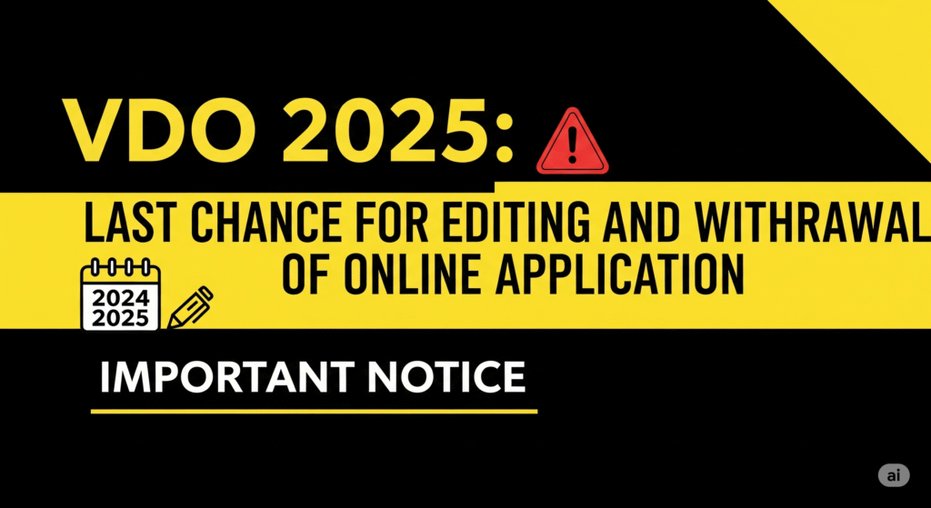 VDO 2025: Last Chance for Editing and Withdrawal of Online Application – Important Notice 1 Gemini Generated Image d9okt3d9okt3d9ok VDO 2025: Last Chance for Editing and Withdrawal of Online Application – Important Notice