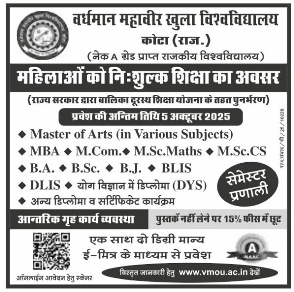 VMOU Admission 2025-26: Short Notification, Online Application ...