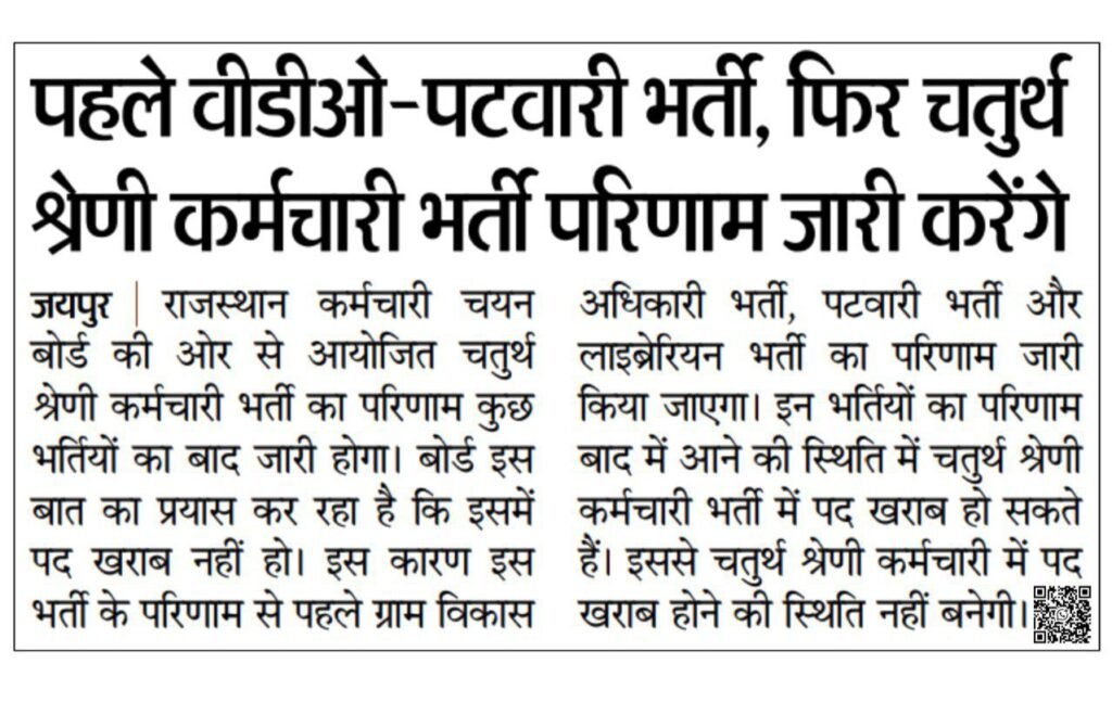 6105036479735204629 VDO–Patwari Recruitment Result First, Then Class 4 Employee Result Release – Latest Update