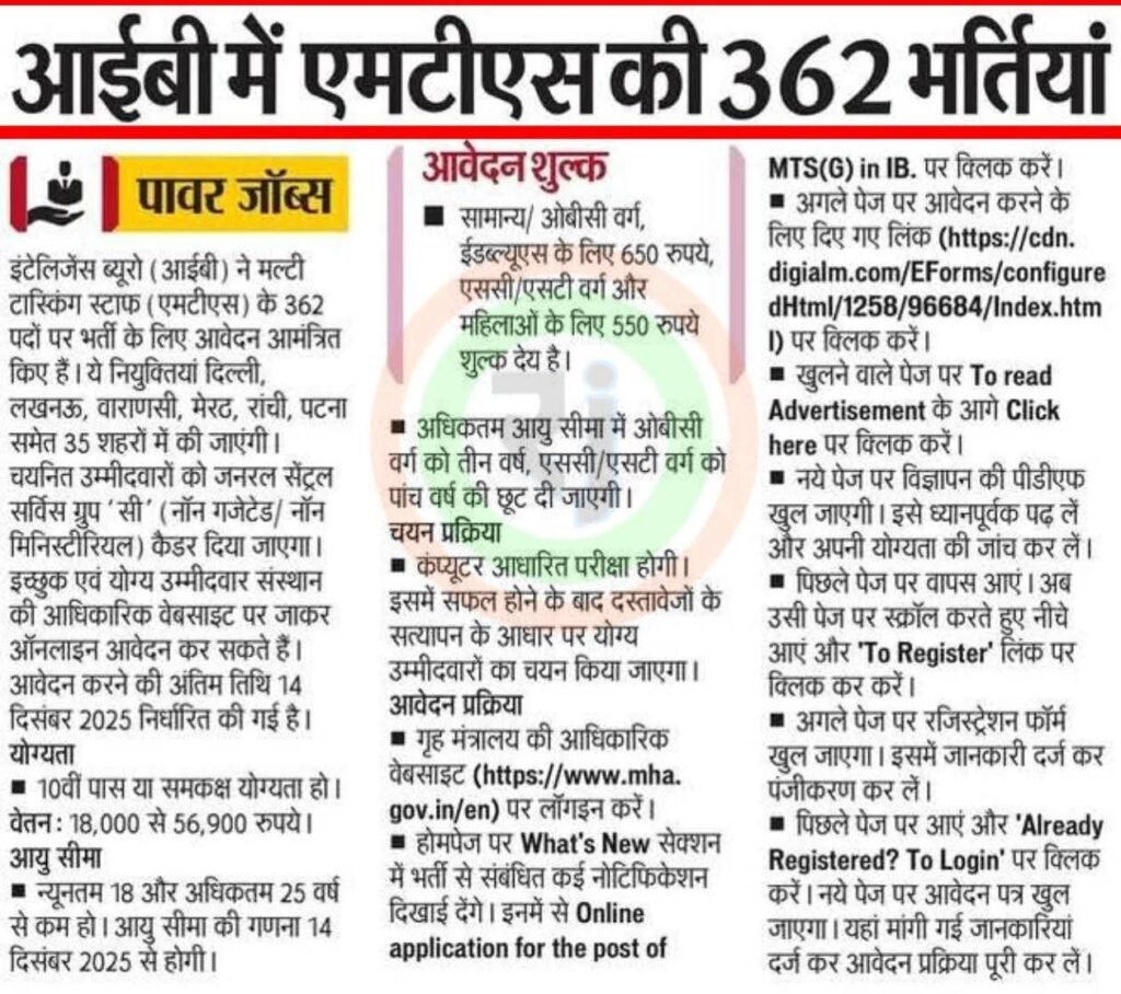 6149705518298107012 IB MTS Recruitment 2025 – 362 Vacancies Announced