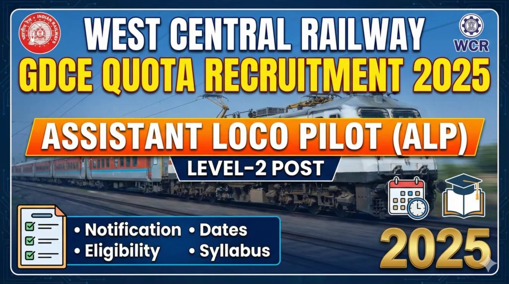 Gemini Generated Image j1p4evj1p4evj1p4 West Central Railway GDCE Quota Recruitment 2025 – Assistant Loco Pilot (ALP) Level-2 Notification, Eligibility, Dates & Syllabus