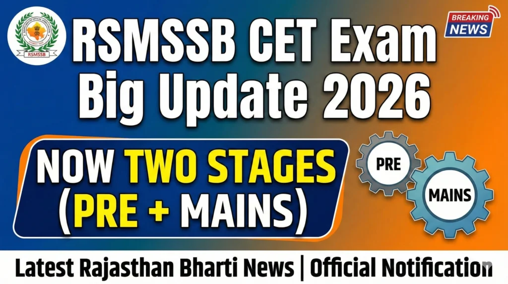 Gemini Generated Image rwyed6rwyed6rwye RSMSSB CET Exam Big Update 2026: Now Two Stages (Pre + Mains) | Latest Rajasthan Bharti News