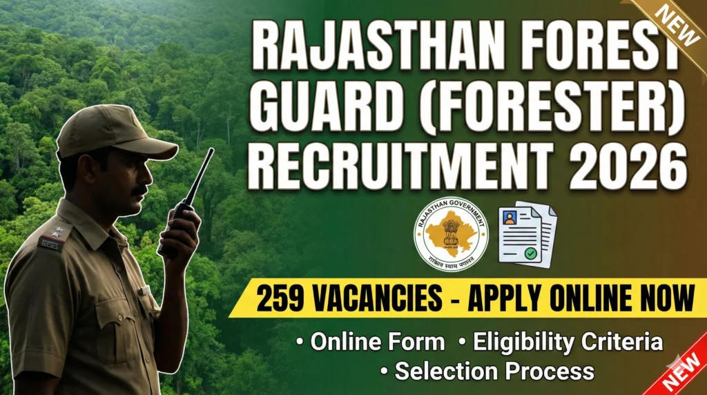 Rajasthan Forest Guard Forester Recruitment 2026 Rajasthan Forest Guard (Forester) Recruitment 2026 – 259 Vacancies, Online Form, Eligibility & Selection Process