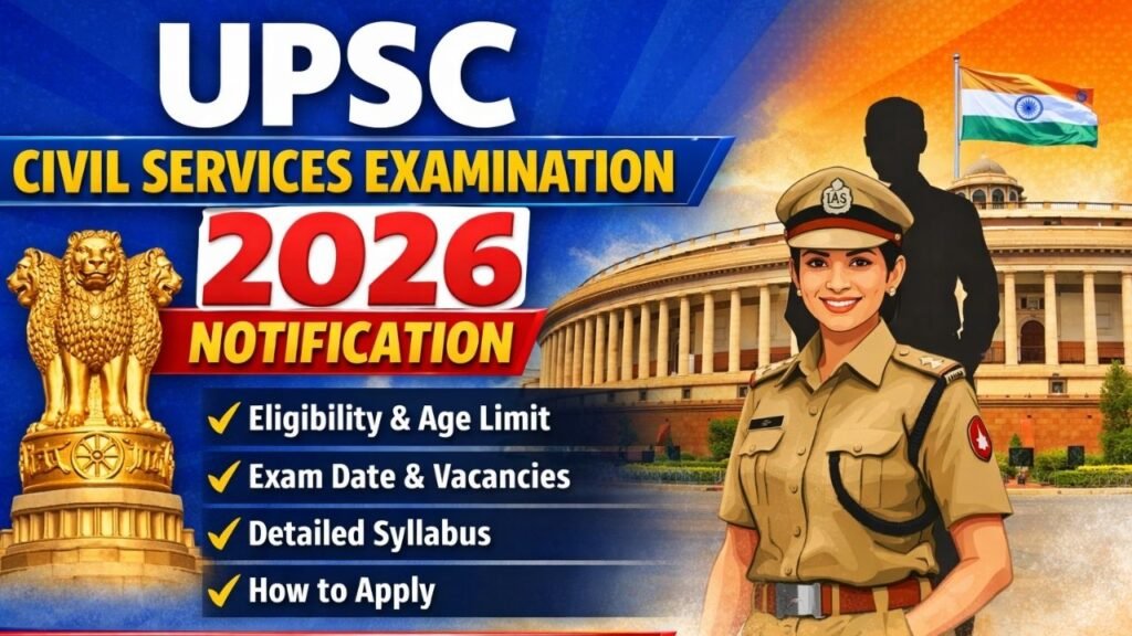 UPSC Civil Services Examination 2026 Notification – Complete Details, Eligibility, Exam Date, Vacancies & How to Apply 1 UPSC Civil Services Examination 2026 Notification – Complete Details Eligibility Exam Date Vacancies How to Apply UPSC Civil Services Examination 2026 Notification – Complete Details, Eligibility, Exam Date, Vacancies & How to Apply