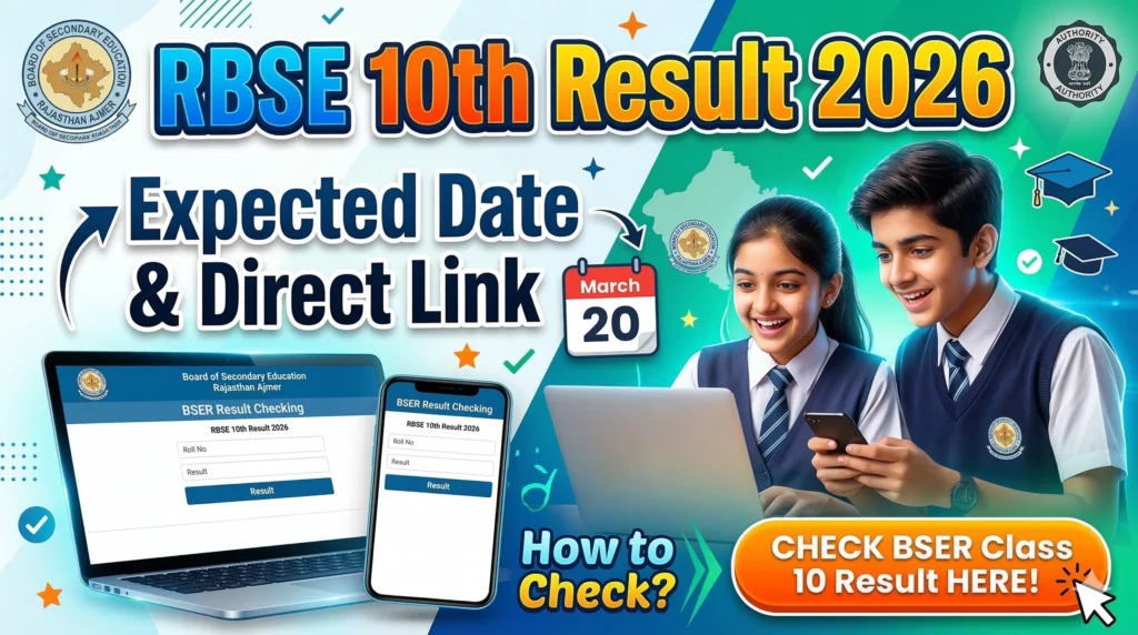 RBSE 10th Result 2026 Date RBSE 10th Result 2026 Date, Check BSER Class 10 Result Link