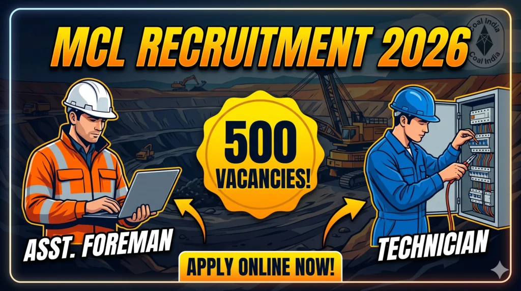 Mahanadi Coalfields Limited Mahanadi Coalfields Limited (MCL) Recruitment 2026 – Apply Online for Various Vacancy Posts