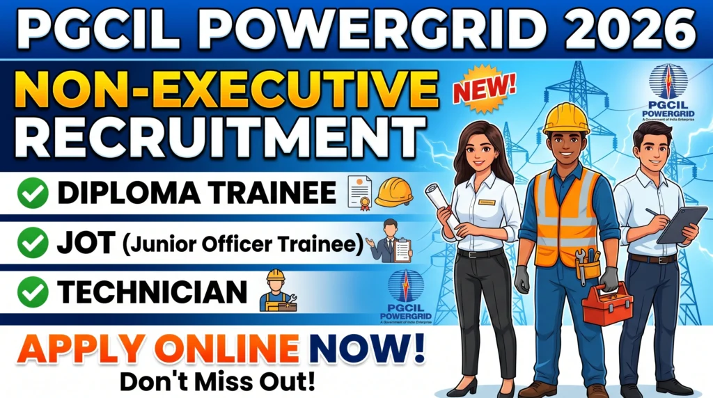 PGCIL PGCIL PowerGrid Non-Executive Recruitment 2026: Apply Online for Diploma Trainee, JOT & Technician Vacancies