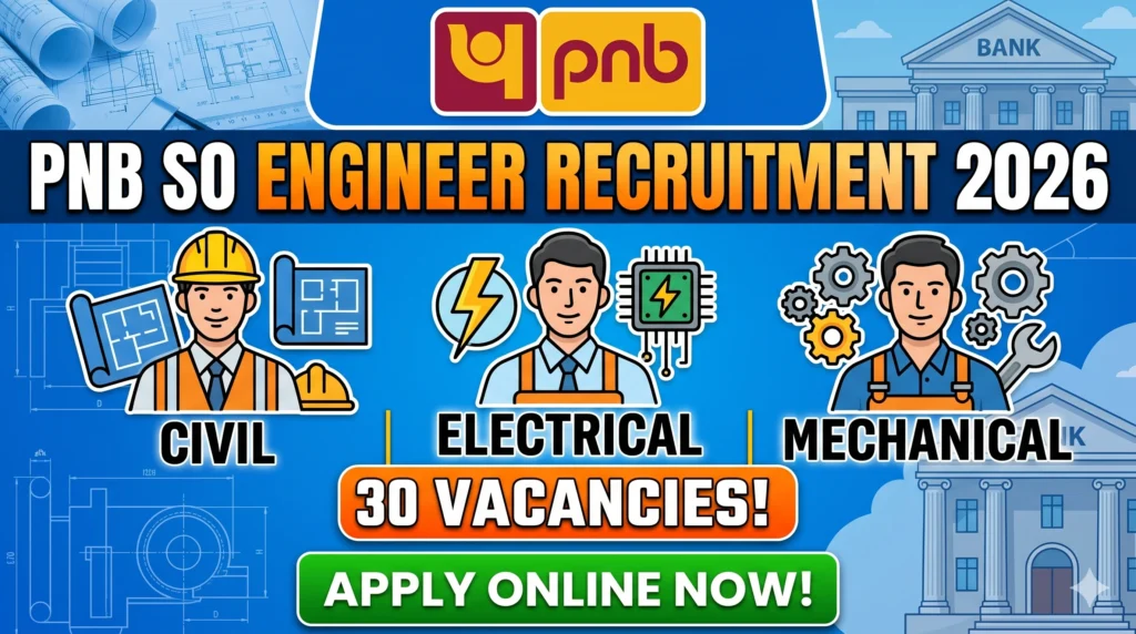 PNB SO Engineer PNB SO Engineer Recruitment 2026 Notification – Apply Online for 30 Civil, Electrical & Mechanical Vacancies
