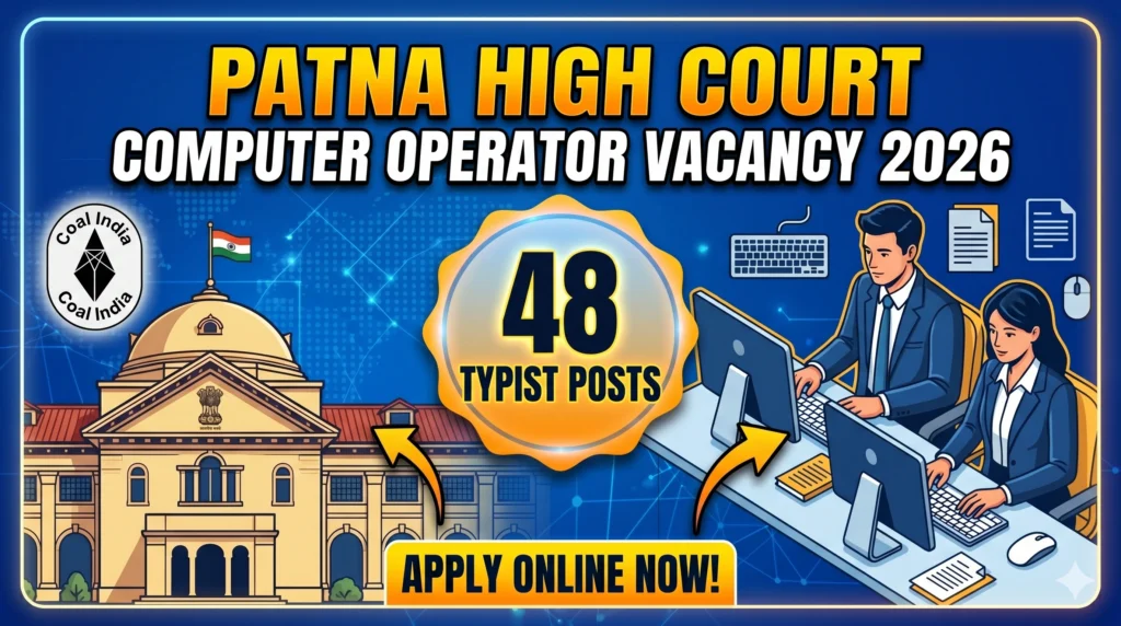 Patna High Court Computer Operator Vacancy 2026 Apply Online for 48 Typist Posts Patna High Court Computer Operator Vacancy 2026: Apply Online for 48 Posts