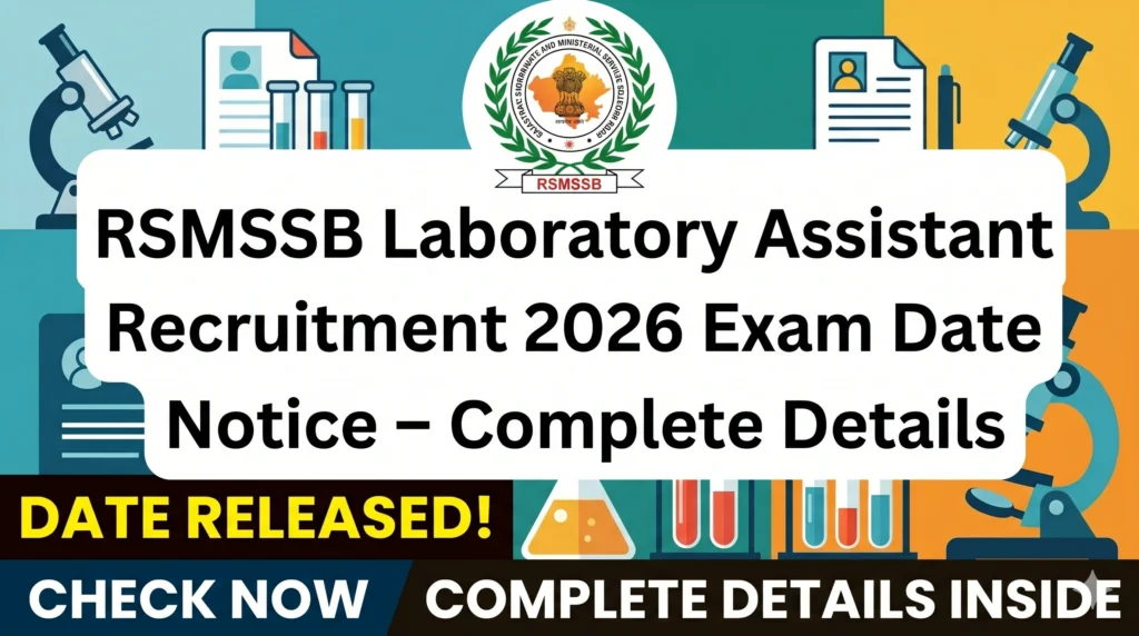 RSMSSB Laboratory Assistant RSMSSB Laboratory Assistant Recruitment 2026 Exam Date Notice – Complete Details