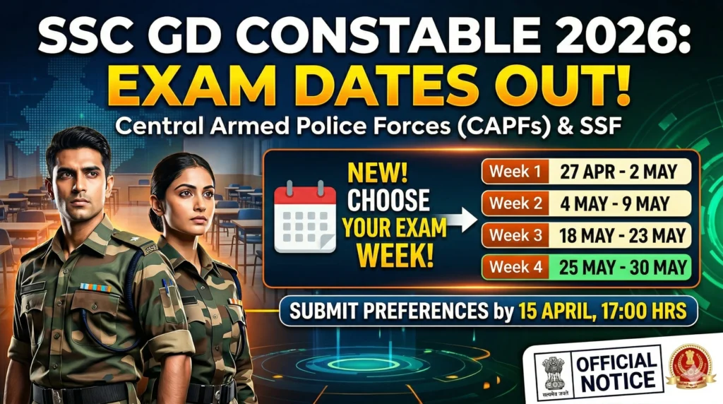 SSC GD Constable 2026 SSC GD Constable 2026 Exam Dates Announced: Complete Schedule & New "Preference for Weeks" Feature Explained
