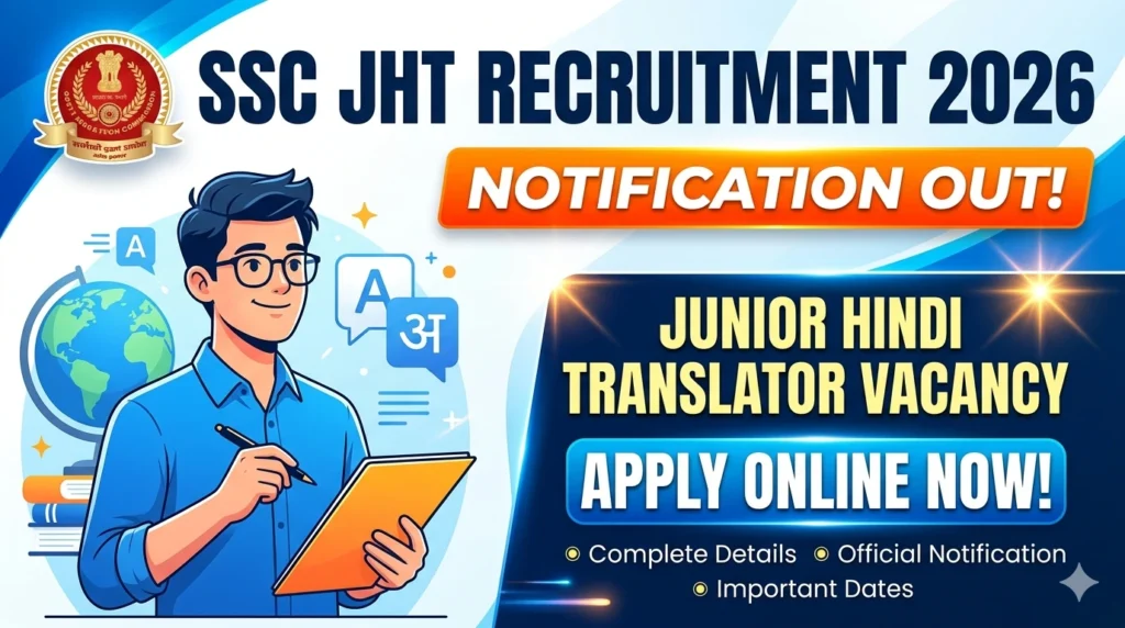 SSC JHT Vacancy 2026 SSC JHT Recruitment 2026 Notification Out – Apply Online for Junior Hindi Translator Vacancy