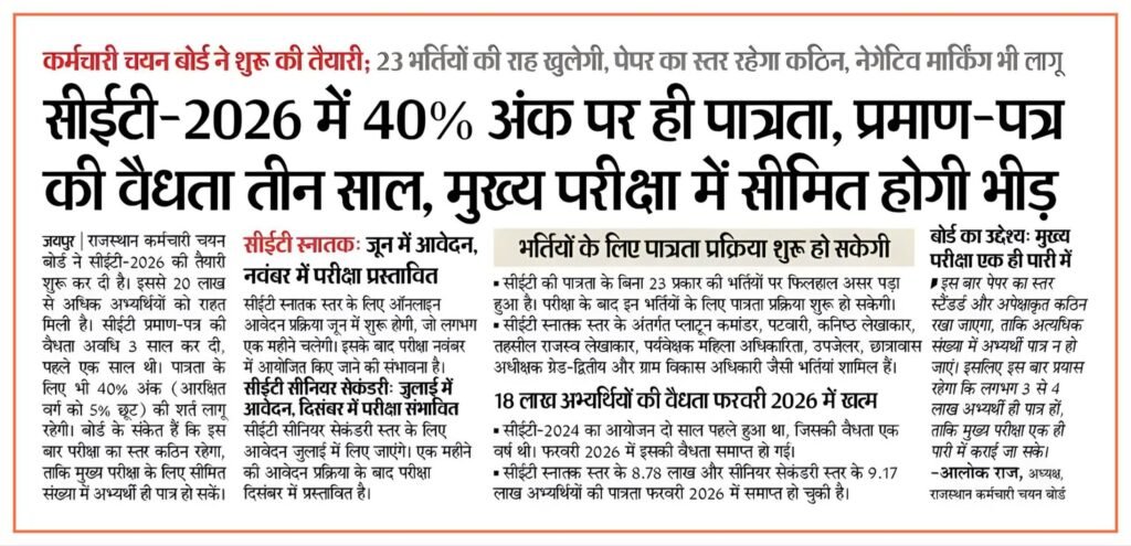 6323055182958236248 CET 2026 New Rules Update: 40% Minimum Marks, 3 Year Validity, Exam Level Tough – Full Details in Hindi