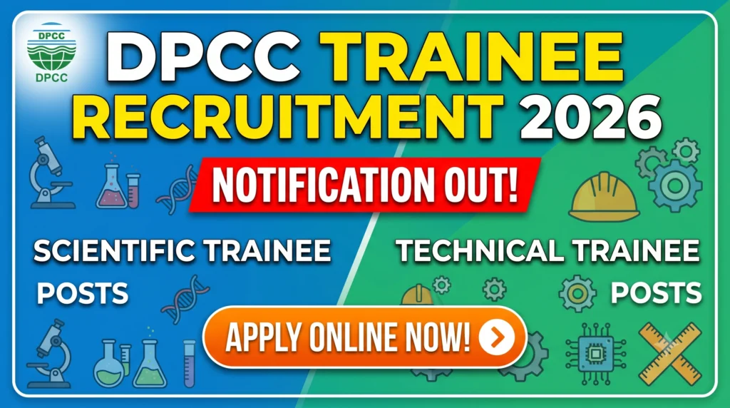 DPCC Trainee Recruitment 2026 Notification Out – Apply Online for Technical Scientific Trainee Posts DPCC Trainee Recruitment 2026 Notification Out – Apply Online for Technical & Scientific Trainee Posts