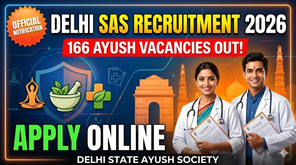 Delhi SAS Recruitment 2026 Notification Out for 166 AYUSH Vacancies Delhi SAS Recruitment 2026 Notification Out for 166 AYUSH Vacancies