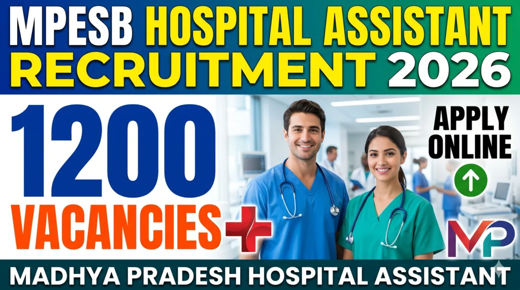 MPESB Hospital Assistant Recruitment 2026 Apply Online for Latest Madhya Pradesh Hospital Assistant Vacancy 1200 Posts MPESB Hospital Assistant Recruitment 2026: Apply Online for Latest Madhya Pradesh Hospital Assistant Vacancy - 1200 Posts