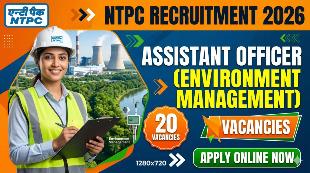 NTPC Assistant Officer Recruitment 2026 NTPC Assistant Officer Environment Management Recruitment 2026: Apply Online for 20 Vacancies