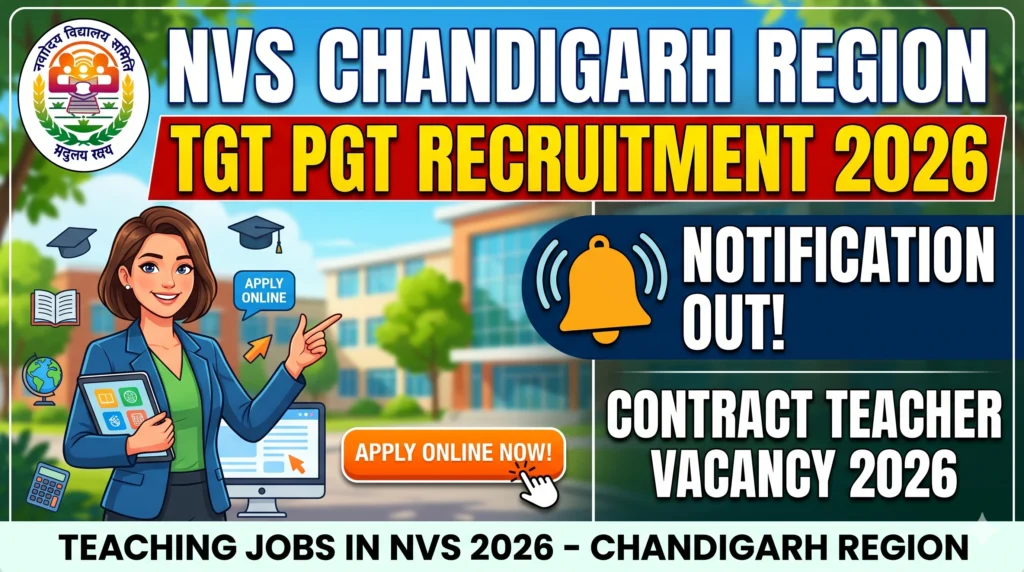NVS Chandigarh Region TGT PGT Recruitment 2026 Notification Out NVS Contract Teacher Vacancy 2026 Apply Online NVS Chandigarh Region TGT PGT Recruitment 2026 Notification Out | NVS Contract Teacher Vacancy 2026 Apply Online