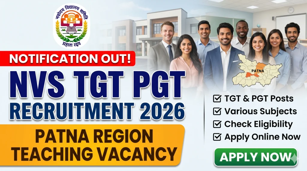 NVS TGT PGT Patna Region Recruitment 2026 Notification Out – Apply for Teaching Vacancy NVS TGT PGT Patna Region Recruitment 2026 Notification Out – Apply for Teaching Vacancy