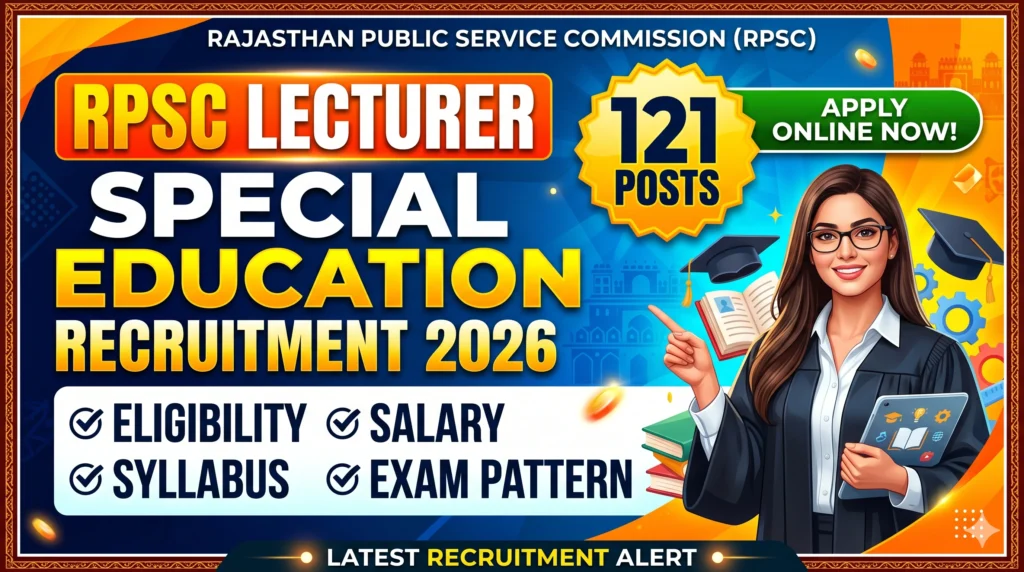 RPSC Lecturer Special Education Recruitment 2026 RPSC Lecturer Special Education Recruitment 2026 Apply Online for 121 Posts, Eligibility, Salary, Syllabus & Exam Pattern
