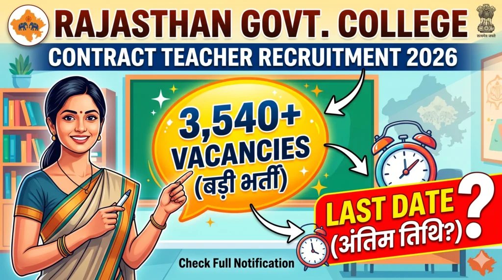 Rajasthan Government College Contract Teacher Recruitment 2026 3540 Vacancies Announced Rajasthan Government College Contract Teacher Recruitment 2026: 3,540 Vacancies Announced
