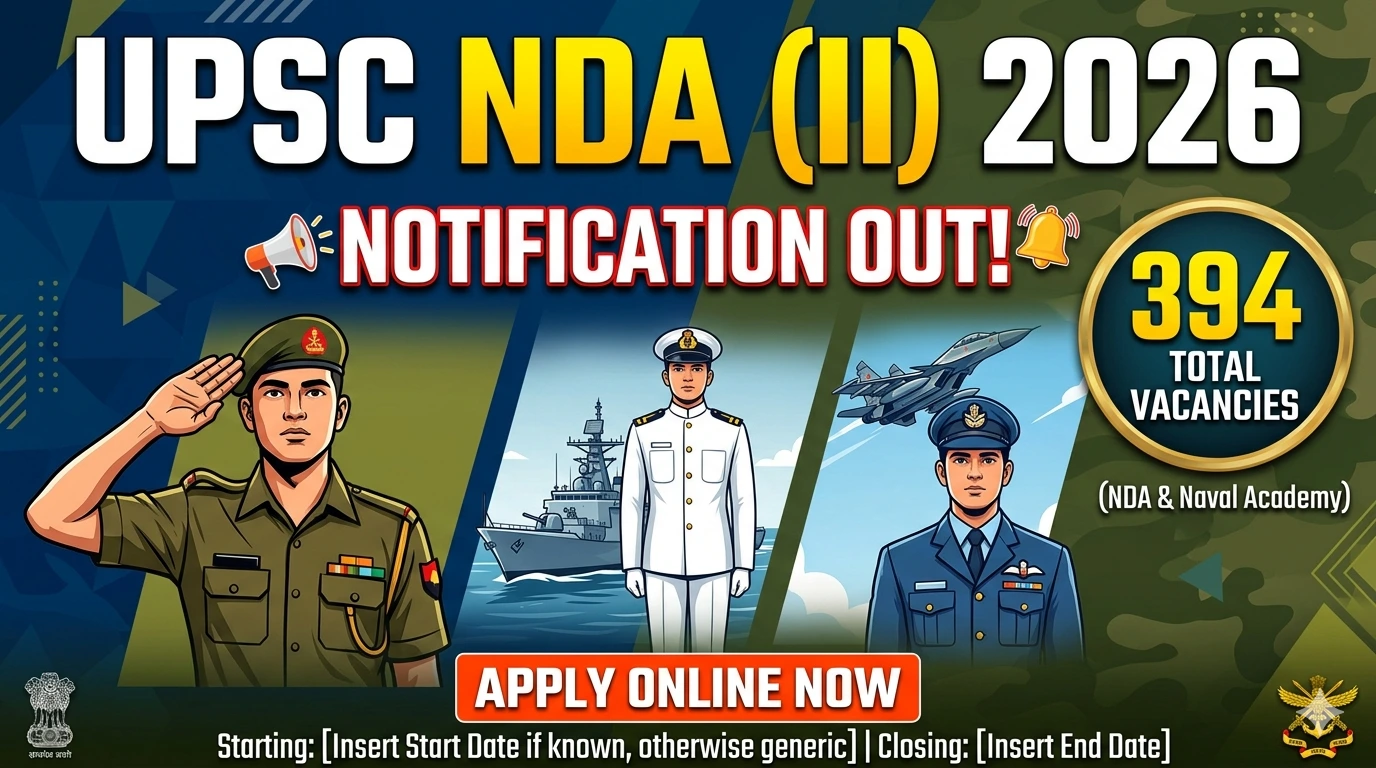 UPSC NDA II Recruitment 2026 Notification Out – Apply Online for 394 NDA Naval Academy Vacancies Latest Job