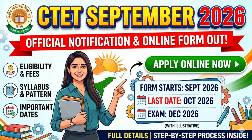httpsctet.nic .in CTET September 2026 Notification : Apply Online for Central Teacher Eligibility Test - CTET September Online Form 2026