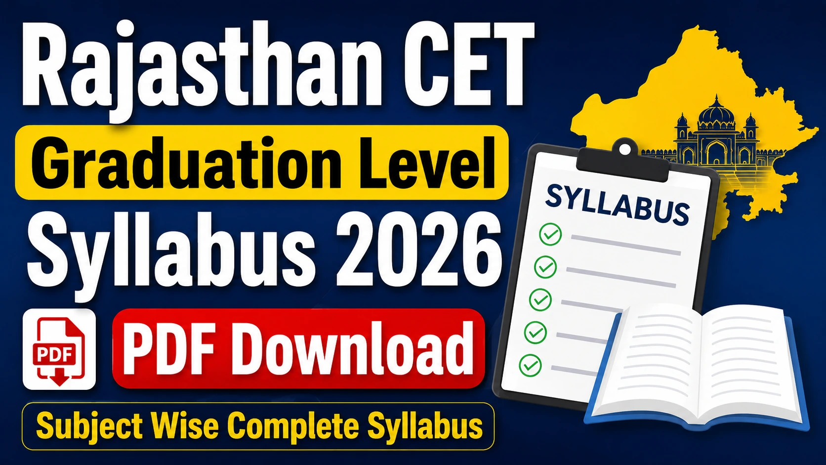 Rajasthan CET Graduation Level Syllabus 2026 PDF in Hindi Subject Wise Complete Syllabus Exam Pattern PDF Download Education News