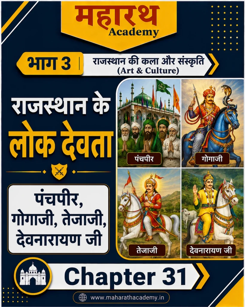 राजस्थान के लोक देवता: पंचपीर, गोगाजी, तेजाजी, देवनारायण जी एवं अन्य प्रमुख लोक देवता | Rajasthan Art & Culture Notes for RPSC, CET, REET, Patwar, Police & All Competitive Exams 2026 1 राजस्थान के लोक देवता पंचपीर गोगाजी तेजाजी देवनारायण जी एवं अन्य प्रमुख लोक देवता राजस्थान के लोक देवता: पंचपीर, गोगाजी, तेजाजी, देवनारायण जी एवं अन्य प्रमुख लोक देवता | Rajasthan Art & Culture Notes for RPSC, CET, REET, Patwar, Police & All Competitive Exams 2026