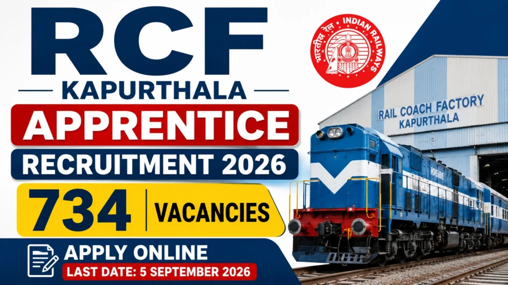RCF Kapurthala Apprentice Recruitment 2026: 734 Vacancies, Apply Online, Eligibility, Fee, Selection Process 1 RCF Apprentice Recruitment 2026 RCF Kapurthala Apprentice Recruitment 2026: 734 Vacancies, Apply Online, Eligibility, Fee, Selection Process