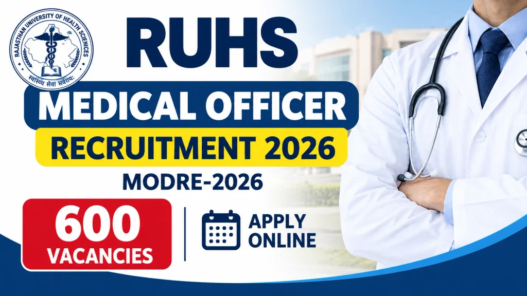 RUHS Medical Officer Recruitment 2026: 600 Posts, Eligibility, Application Form, Fee, Exam Date 1 RUHS Medical Officer Recruitment 2026 RUHS Medical Officer Recruitment 2026: 600 Posts, Eligibility, Application Form, Fee, Exam Date